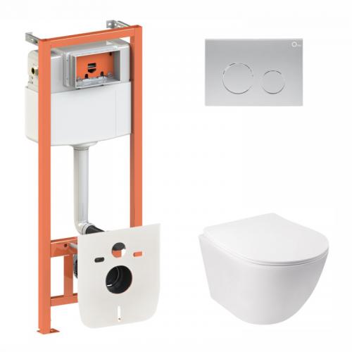 Набір Qtap Інсталяція 3 В 1 Nest Qt0133M425 З Панеллю Змиву Круглою Qt0111M11111Sat + Унітаз З Сидінням Jay Qt07335176W Набір Qtap Інсталяція 3 В 1 Nest Qt0133M425 З Панеллю Змиву Круглою Qt0111M11111Sat + Унітаз З Сидінням Jay Qt07335176W
