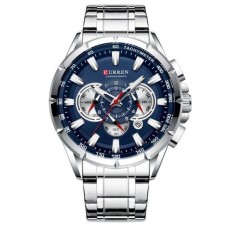 Водостійкий кварцовий годинник Curren Rodos silver