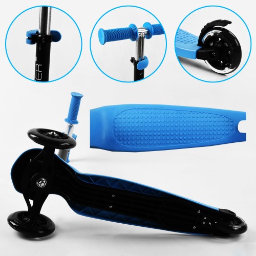 Самокат-велобіг Best Scooter 3 в 1 колеса PU зі світлом сидіння батьківська ручка 50 кг Blue (106697)