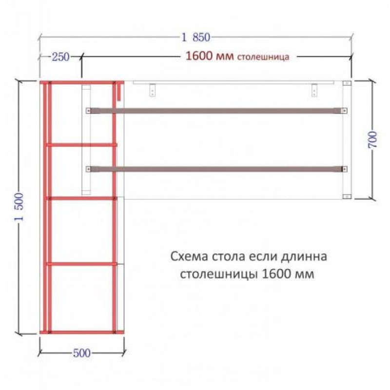 Офісний стіл у стилі Loft NS-1295 780x1850x1500 мм Черный