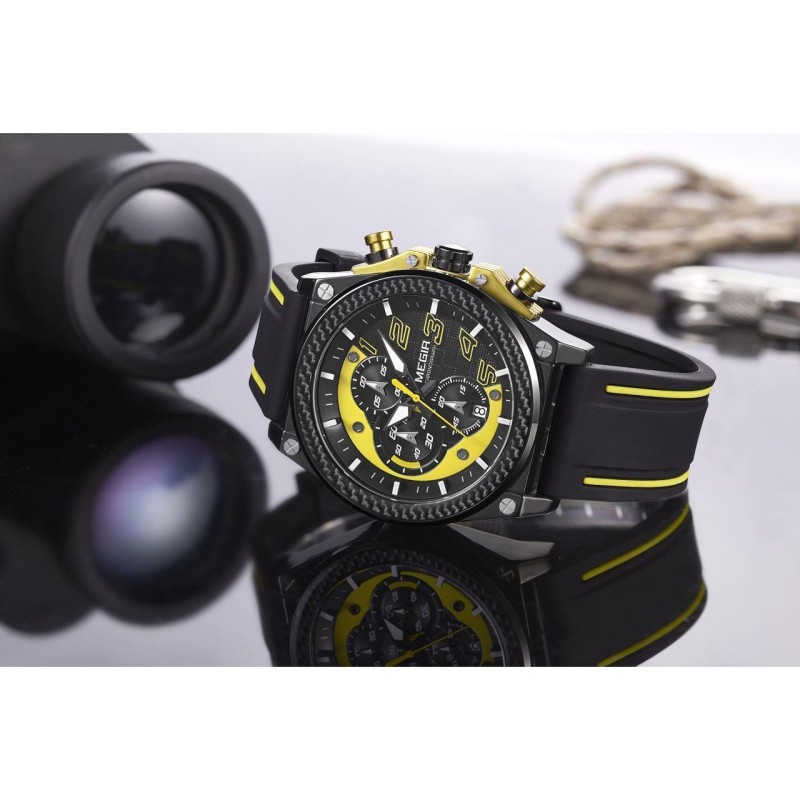 Годинник Megir Black Yellow Black MG2051 (MN2051G-BK-1-N13)