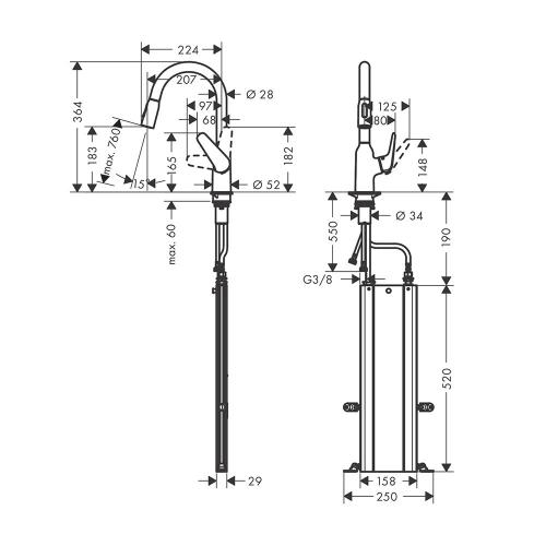 Змішувач для кухонної мийки з висувним душем Hansgrohe Focus M42 Хром 71821000 в інтернет супермаркеті PbayMarket!