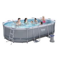 Каркасний басейн Bestway 56448, 488 х 305 х 107 см (3028 л/год, драбина, тент)