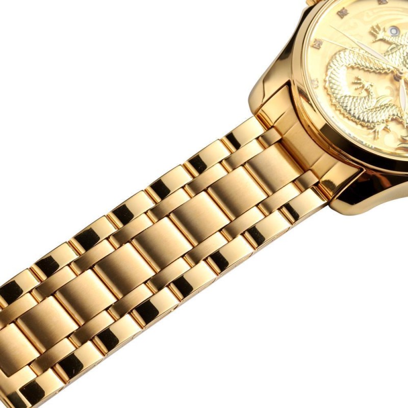 Чоловічий наручний годинник Skmei 9193 Дракон Золотистий