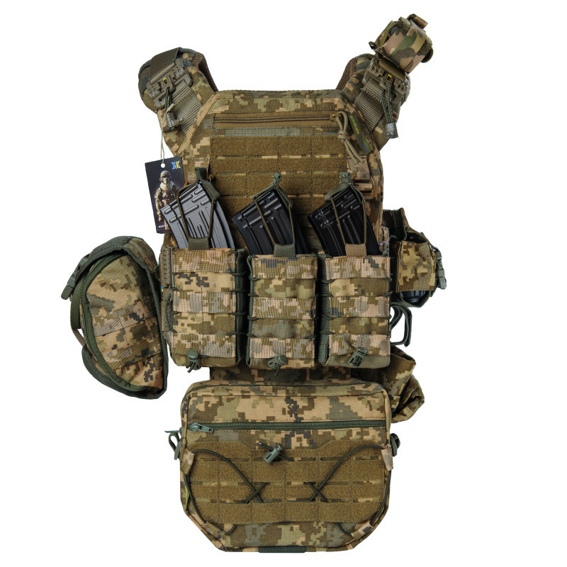 Плитоноска тактична зі швидким скиданням з підсумками No Brand Warmor Gen.3 Pro Max One Size Піксель (2396567746)