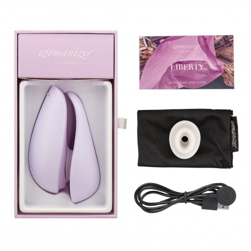 Вакуумний кліторальний стимулятор Womanizer Liberty Lilac, магнітна кришка, 2 насадки