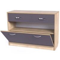 Тумба для взуття Тиса Мебель ТО-132 Дуб сонома Графіт 64x90 см