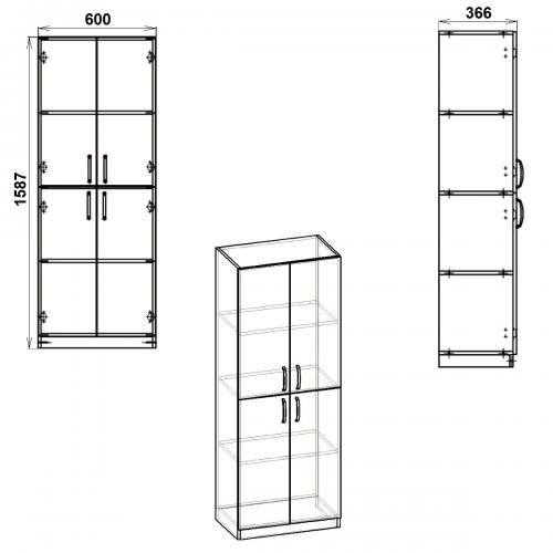 Шафа книжкова Компаніт КШ-12 60х37х159 см Бук Шафа книжкова Компаніт КШ-12 60х37х159 см Бук