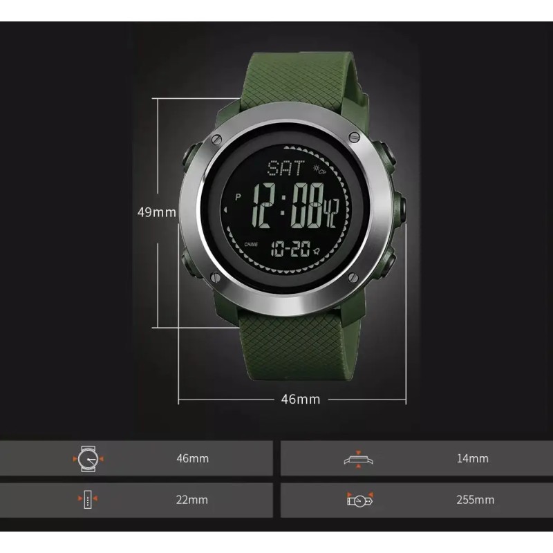 Чоловічий спортивний годинник Skmei 1427 з компасом та барометром Зелений