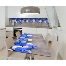 Наклейка 3Д вінілова на стіл Zatarga «Синя гортензія на гальці» 600х1200 мм.