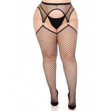 Панчохи Leg Avenue Stokings with O-ring Attached Garter Belt Black 1X/2X