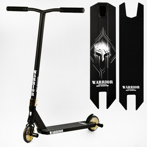 Самокат трюковий Best Scooter Warrior HIC-система пеги алюмінієвий диск та дека колеса PU 100 кг Black and gold (112766)