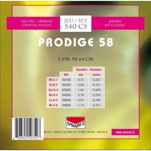 Струни для класичної гітари Savarez 540CS Prodige 58 Classic Guitar Strings 58/64 cm Струни для класичної гітари Savarez 540CS Prodige 58 Classic Guitar Strings 58/64 cm