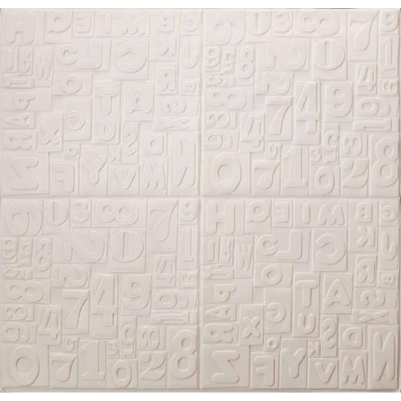Самоклеюча декоративна 3D панель білі літери Loft Expert 700x700x5 мм