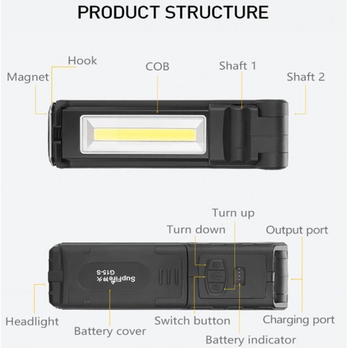 Ліхтар багатофункціональний акумуляторний на магніті G15-S SuperFire 400 Lumen IP44