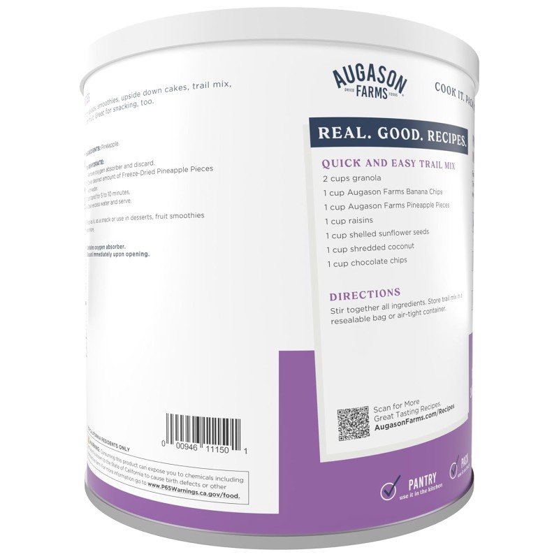 Сублімований ананас з великим терміном придатності 30 років Augason Farms, 34 порції