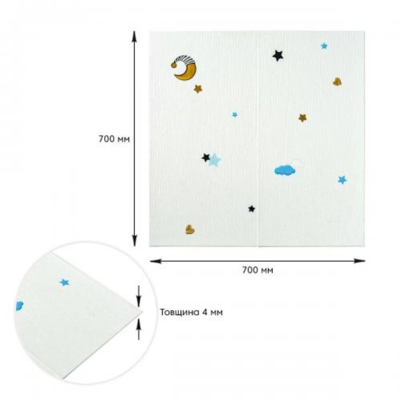 Панель стінова 3D 700*700*4mm зірки та місяць білому тлі (D) Sticker Wall SW-00001970