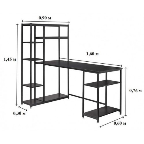 Стіл письмовий комп'ютерний GoodsMetall із металу з полицями Лофт СТП127 Стіл письмовий комп'ютерний GoodsMetall із металу з полицями Лофт СТП127