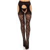 Панчохи Leg Avenue Eyelet lace suspender hose Black One Size