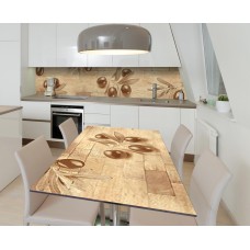 Наклейка 3Д вінілова на стіл Zatarga «Оливки в сепії» 650х1200 мм для будинків, квартир, столів, кав'ярень, кафе