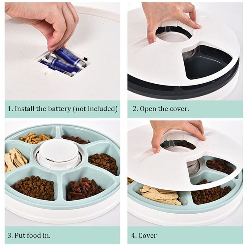 Автоматична годівниця для собак і котів електронна Pet Feeder, 30x7 см, 6 порцій по 128мл, таймер, мелодія