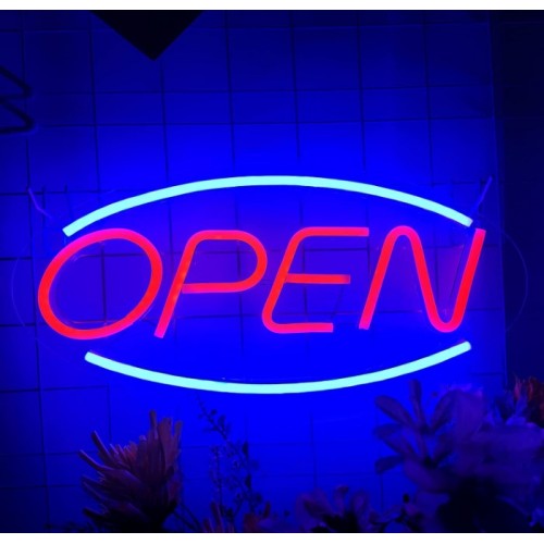 Неонова світлодіодна вивіска Angel Відкрито OPEN 45*22 см