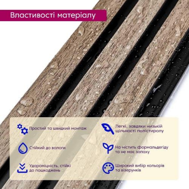 Декоративна PS рейка Sticker Wall 122*2900*12мм (D) SW-00001744