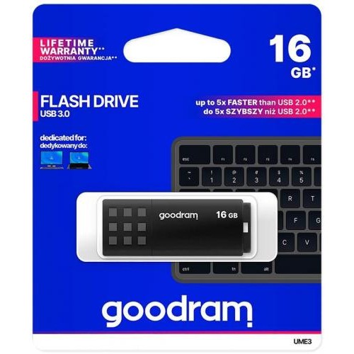 Флеш-накопичувач USB3.0 16GB GOODRAM UME3 Black (UME3-0160K0R11) в інтернет супермаркеті PbayMarket!