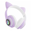 Бездротові Bluetooth навушники з вушками Cat Ear VZV-23M/7805 LED Фіолетові