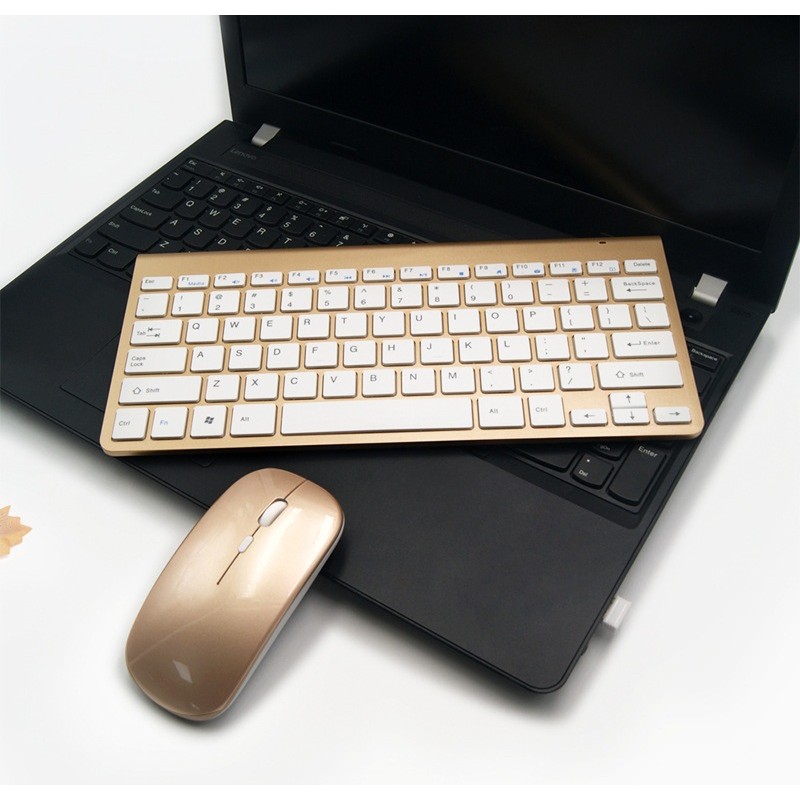 Комплект бездротової клавіатура та миша оптична UKC Wireless 0902 Золотиста