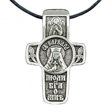 Хрест натільний срібний Silvering Варвара Свята Великомучениця Варвара Іліопольська 3х1,8х0,2 см (19567)