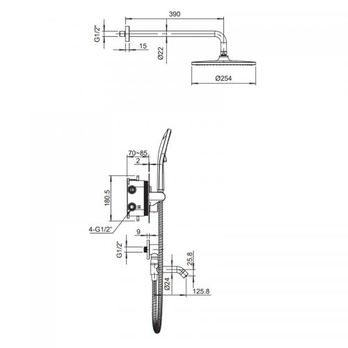 Вбудована душова система з термостатом Koer KB-67012-05 (Колір чорний) (KR4729) в інтернет супермаркеті PbayMarket!