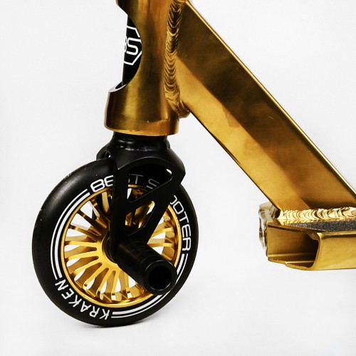 Самокат трюковий алюмінієвий диск та дека Best Scooter Kraken HIC-система пеги 100 кг Black and gold (112768)