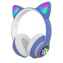 Бездротові навушники LED з котячими вушками STN-28 Blue