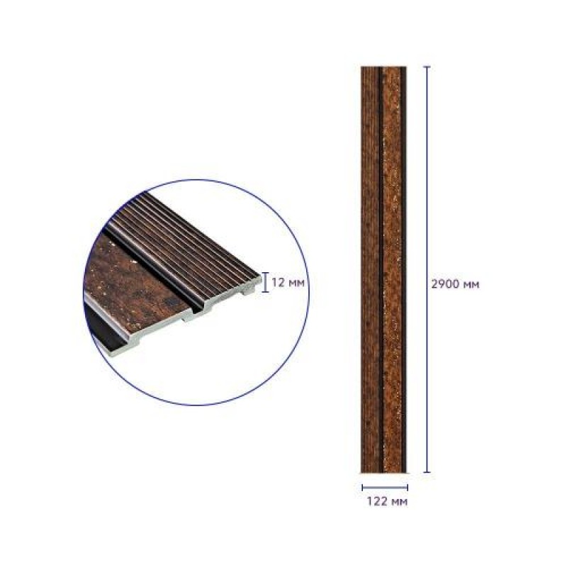 Декоративная PS рейка 122*2900*12мм (D) SW-00001747