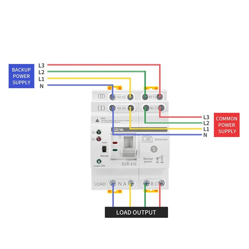 Автомат введення резерву з автоматичним перемиканням на 3 фази Geya G2R-63, 4 полюси, 63 Ампера, DIN