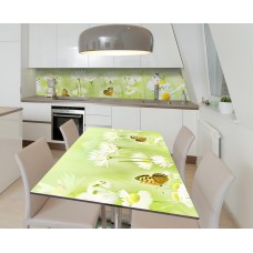 Наклейка 3Д вінілова на стіл Zatarga «Лугова казка» 600х1200 мм для будинків, квартир, столів, кав'ярень.