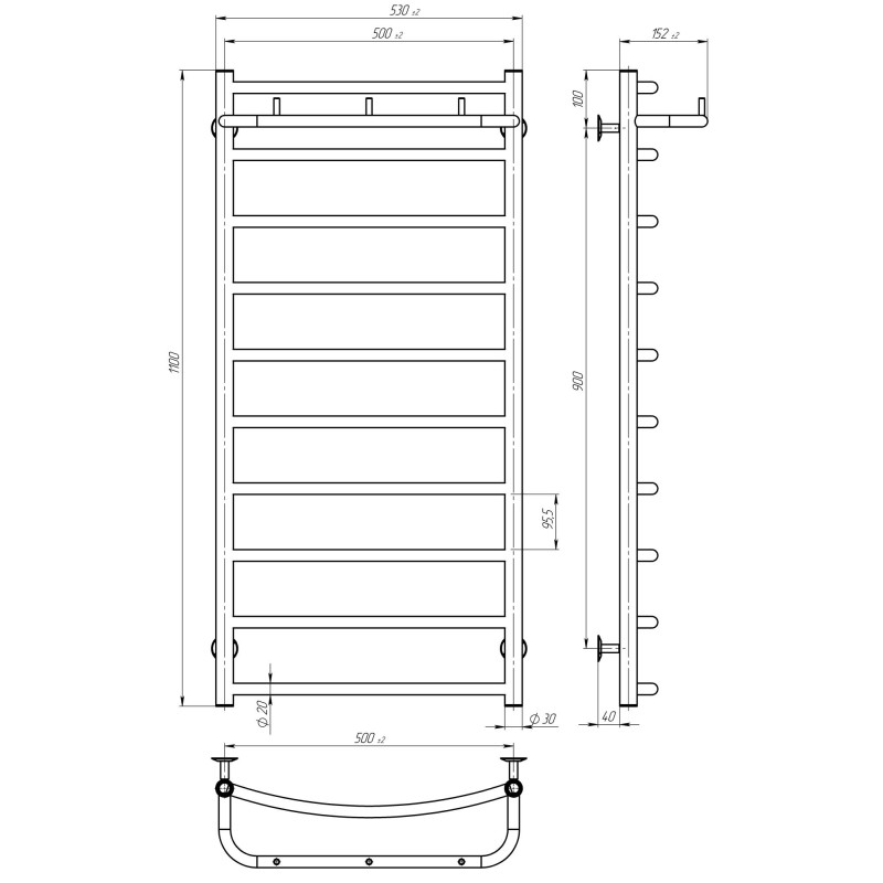 Рушникосушарка електрична Класік N П10 500х1100 Deffi Білий WD03 (C.KN.110.50.10.E.W.L.1)