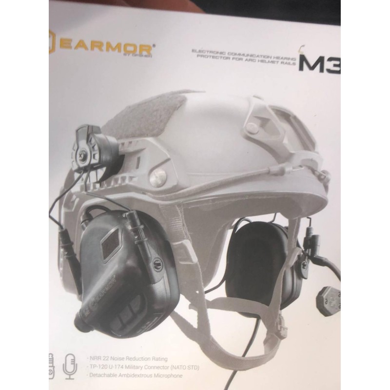 Тактичні активні навушники з кріпленням і гарнітурою під шолом EARMOR M32Н Чорний (1629039469)