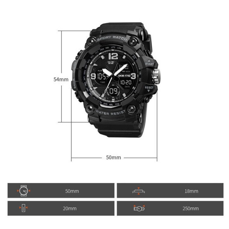 Чоловічий спортивний наручний годинник Skmei 1742 Hamlet Чорний