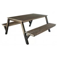Стіл обідній Власне виробництво GoodsMetall для альтанки з металу та дерева Лофт Стіл обідній Власне виробництво GoodsMetall для альтанки з металу та дерева Лофт