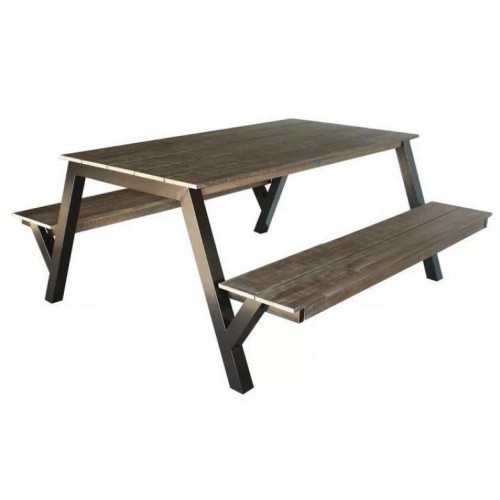 Стіл обідній Власне виробництво GoodsMetall для альтанки з металу та дерева Лофт