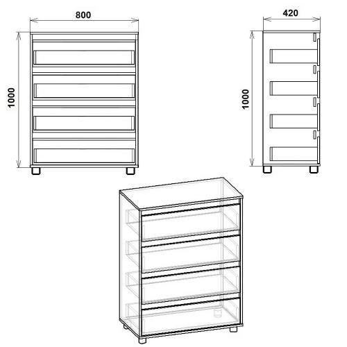 Комод на 4 ящики Компаніт 4 горіх екко в інтернет супермаркеті PbayMarket!