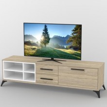 Тумба під телевізор Тиса Мебель ТВ-376 Дуб сонома Білий 50x54x190 см