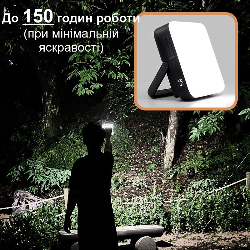 Ліхтар для кемпінгу 80W з 3-ма режимами, регулюванням яскравості з акумулятором 10000 мАг Unibrother YL-202