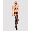 Сітчасті панчохи-стокінги з мереживним поясом Obsessive Garter stockings S307 S/M/L, чорні, імітація в інтернет супермаркеті PbayMarket!