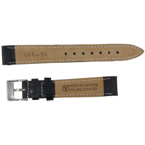 Ремінець для годинника зі шкіри Mykhail Ikhtyar 16 мм Чорний (S606-16S Black) Ремінець для годинника зі шкіри Mykhail Ikhtyar 16 мм Чорний (S606-16S Black)