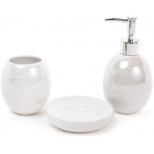 Набір аксесуарів Bright для ванної кімнати 3 предмета білий перламутр кераміка BonaDi DP68257