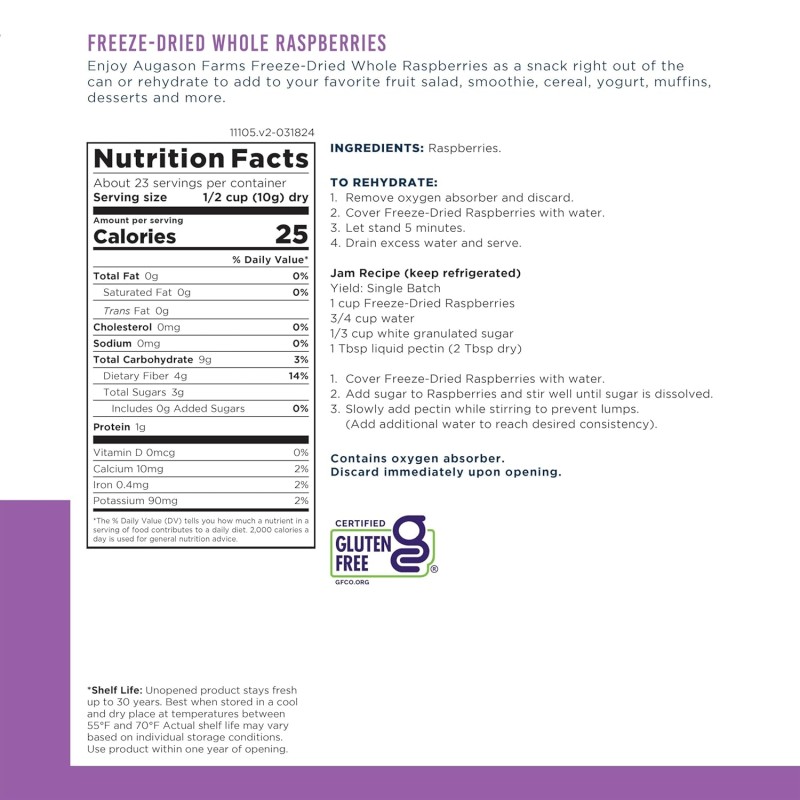 Сублімована малина з великим терміном придатності 30 років Augason Farms, 23 порції