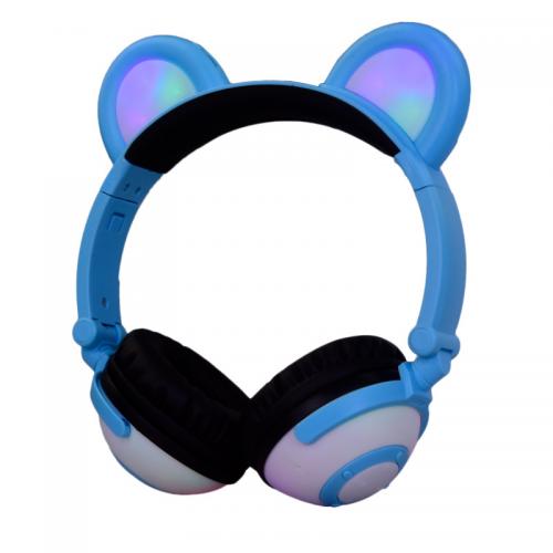 Навушники Linx Bear Ear Headphone з ведмежими вушками LED підсвічування 350 mAh Блакитний (SUN1861)